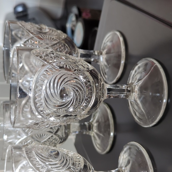 Set of 4 Cannonball Pinwheel Water Goblets US Glass Company - Picture 2 of 9